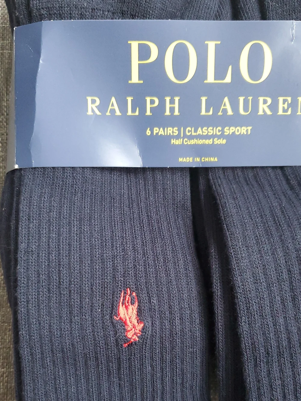 Polo Ralph Lauren 6 Pack Socks Navy Blue Size 10-12